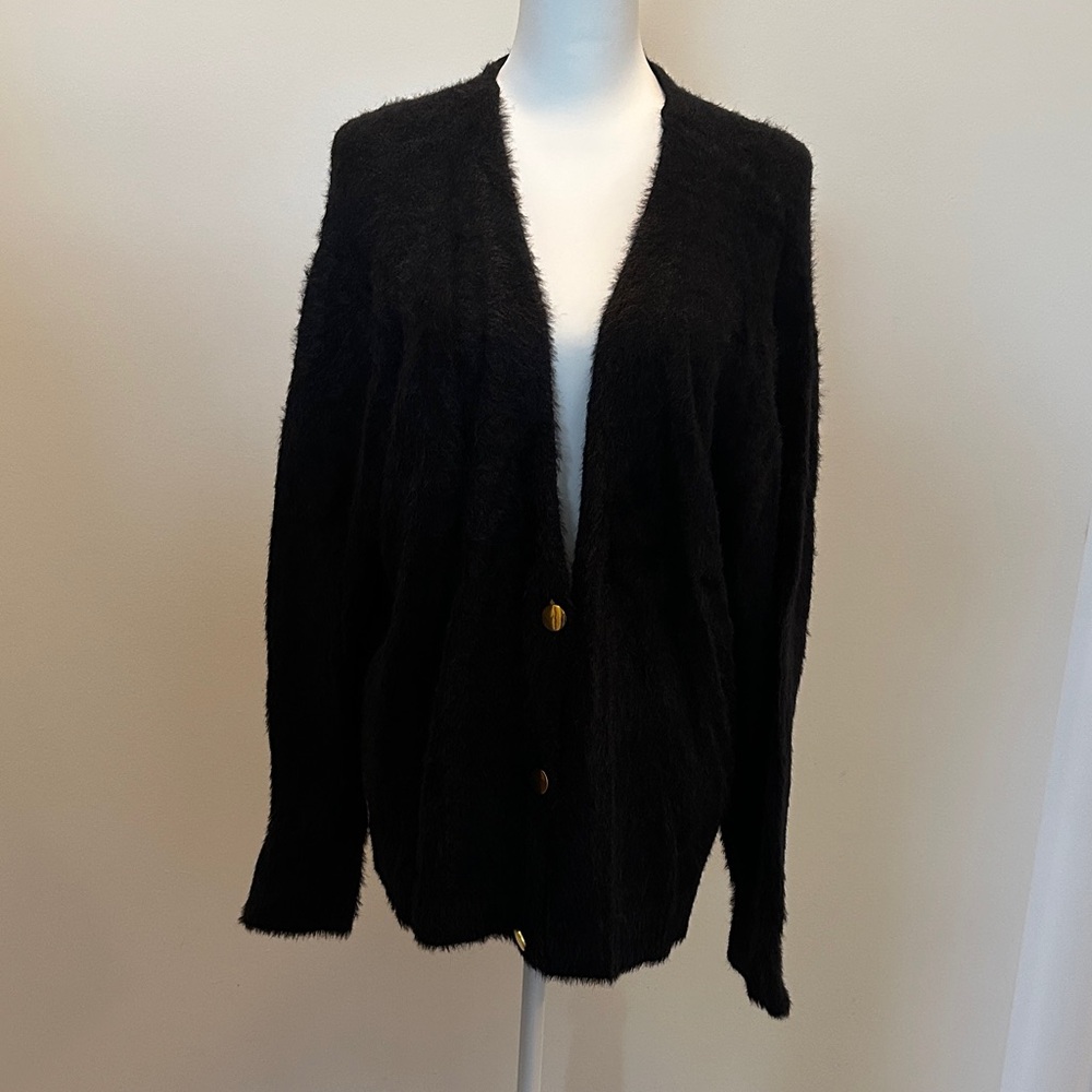 Ava & Viv Black Fuzzy Cardigan